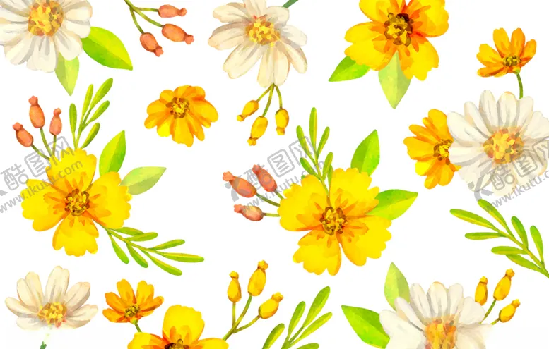 编号：28234010100621117542【酷图网】源文件下载-黄色花卉无缝背景
