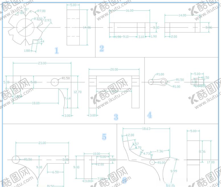 编号：72873309292218551797【酷图网】源文件下载-采煤机六个零件图纸原件