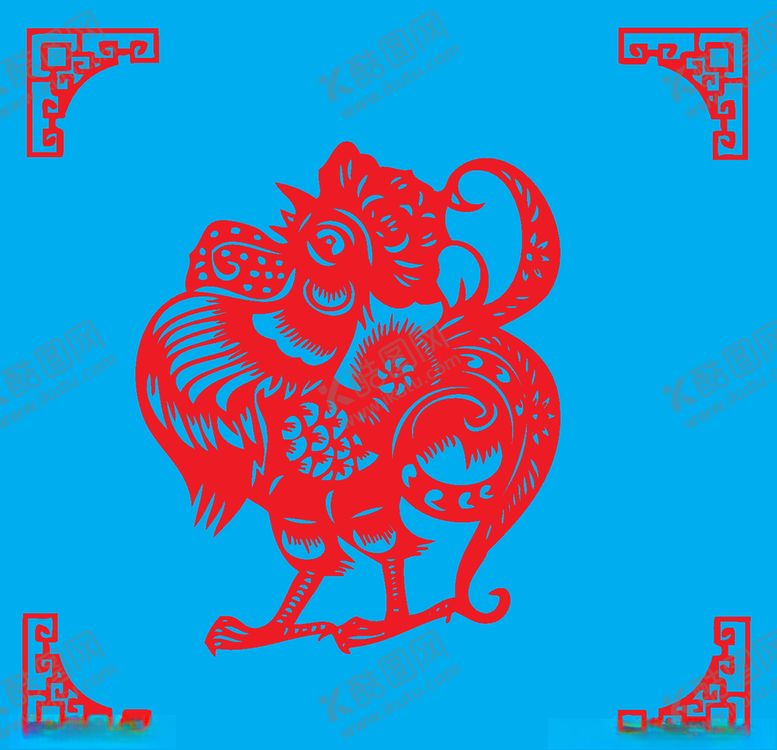 编号：26536810292006185722【酷图网】源文件下载-鸡剪纸