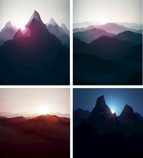 壮丽山景四格风光图
