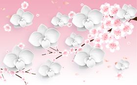 浮雕花梅花蝴蝶背景墙