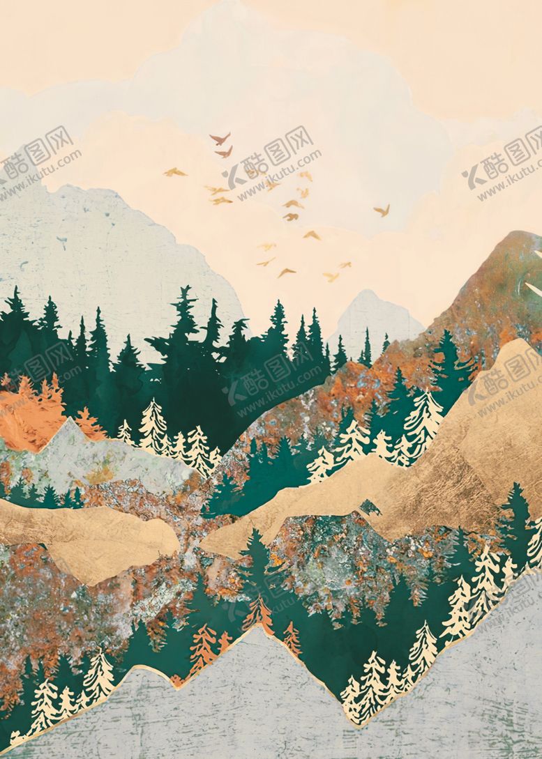 编号：54119509151500357642【酷图网】源文件下载-山水花数码印花定位花