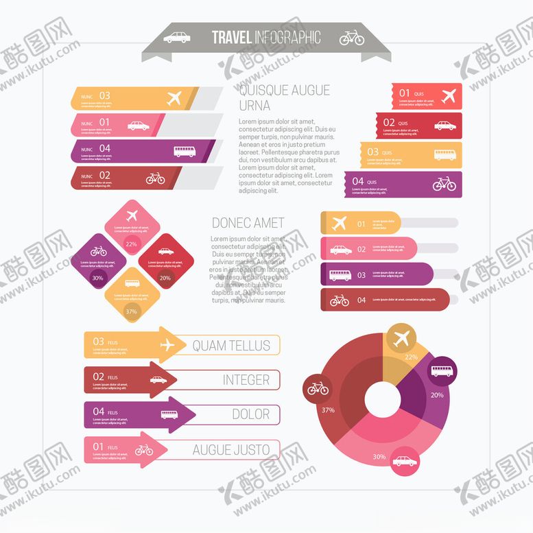 编号：49405204290103423008【酷图网】源文件下载-多彩信息图表设计元素