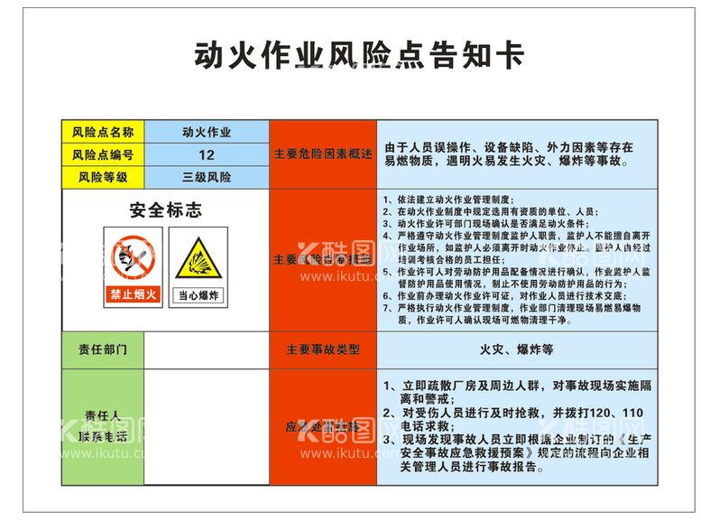 编号：55138111300030553837【酷图网】源文件下载-动火作业风险点告知卡