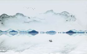 新中式抽象水墨山水图片