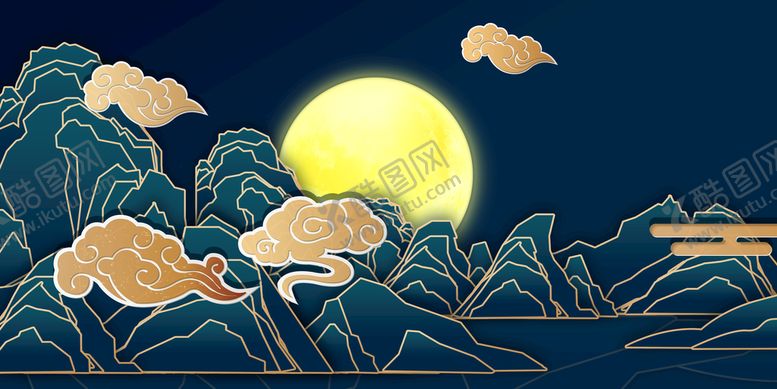 编号：28675309141103308546【酷图网】源文件下载-新中式山水创意地产江景豪宅