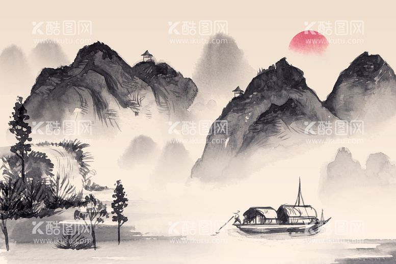 编号：36993911301751496382【酷图网】源文件下载-中国国画水墨画矢量素材