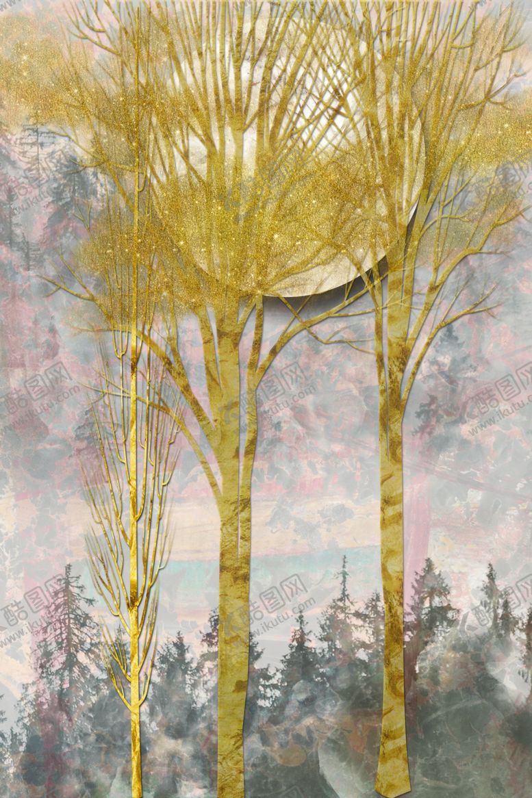 编号：14531710220526595023【酷图网】源文件下载-发财树玄关装饰画