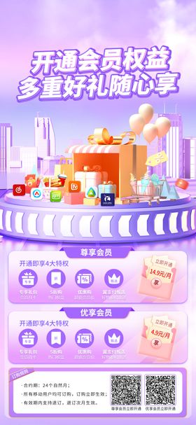 开通尊优享会员权益海报