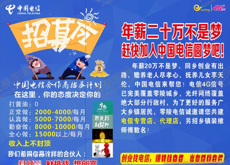 编号：87453510052359113048【酷图网】源文件下载-电信招募令招聘