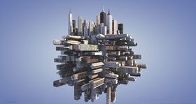 C4D模型盗梦城市楼房空间