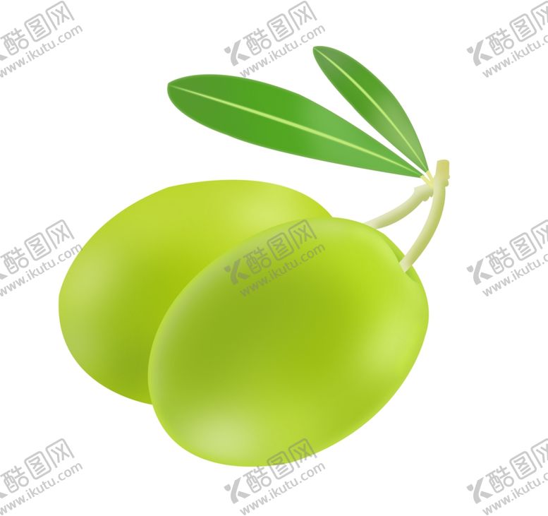 编号：35587909171502446757【酷图网】源文件下载-手绘卡通绿色橄榄果实插画插图