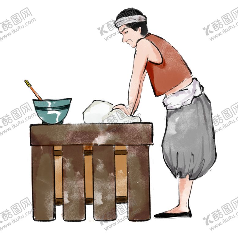 编号：55531107020825359939【酷图网】源文件下载-做面面条人物插画卡通古风素材