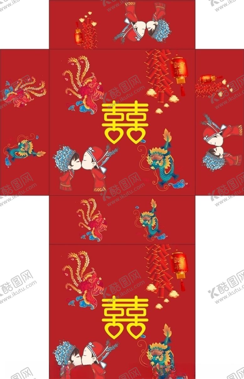 编号：13370605081610528968【酷图网】源文件下载-喜庆广告抽纸盒平面图
