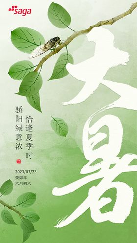 绿色大暑节气海报