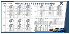 捷达常用项目公示表