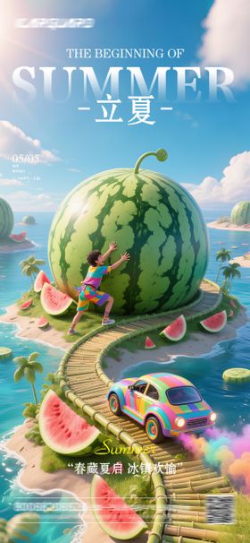 立夏夏天节气汽车海报