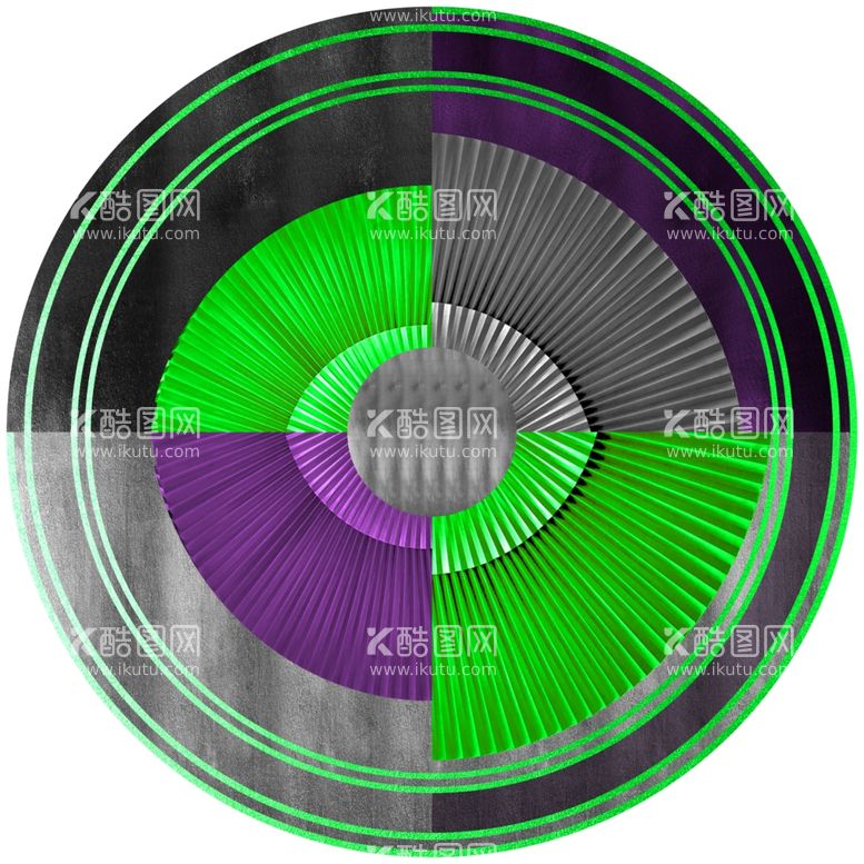 编号：58197409141601513479【酷图网】源文件下载-绿色扇形圆艺术挂画装饰画