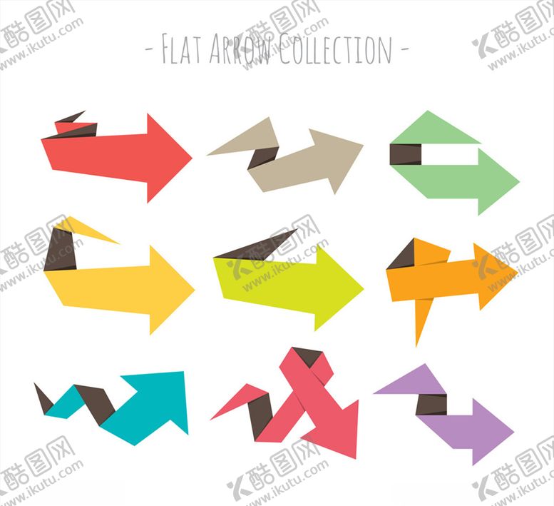 编号：41924210062222312892【酷图网】源文件下载-彩色扁平化箭头矢量素材