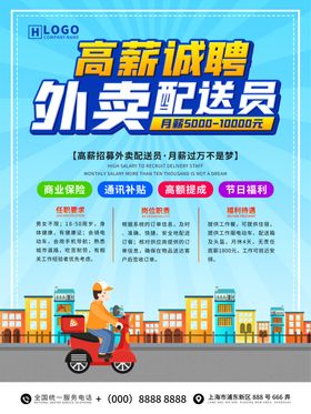 外卖配送员招聘海报