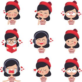 可爱女孩戴帽表情头像集