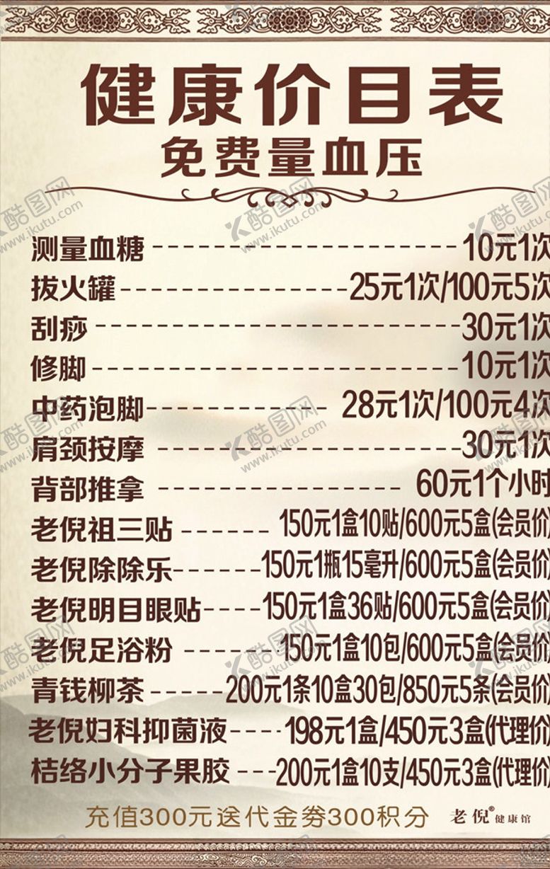 编号：66120007022010531825【酷图网】源文件下载-健康价目表