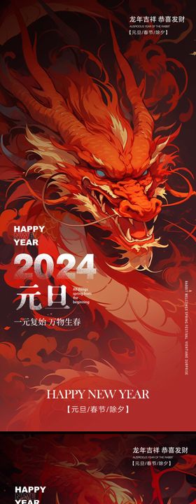 2024年龙年新年元旦海报