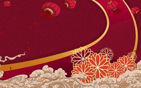 红色节日背景元旦祝福祥云除夕