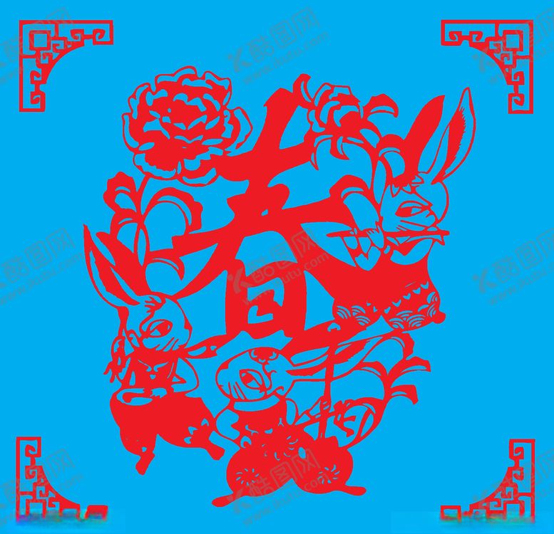 编号：85096807091914274426【酷图网】源文件下载-兔子剪纸