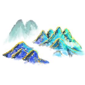 手绘古风插画背景图片水书法中式水墨