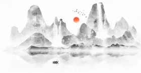 水墨山水画背景墙写意装饰电视背景墙