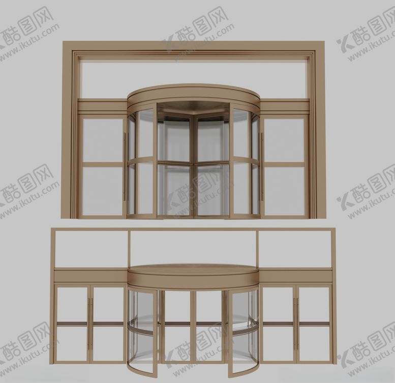 编号：20969805161816362397【酷图网】源文件下载-金属旋转门玻璃门3d模型