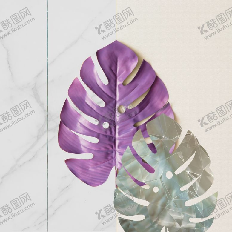 编号：13658210310855541661【酷图网】源文件下载-北欧叶子大理石装饰画