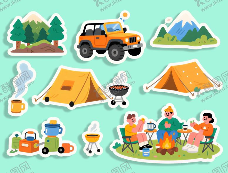 编号：25735104050627259340【酷图网】源文件下载-户外露营插图
