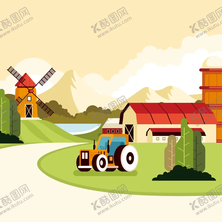 编号：32247610310823472844【酷图网】源文件下载-矢量农场背景