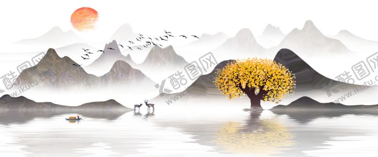 编号：77138207050152212168【酷图网】源文件下载-简约山水客厅装饰画