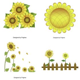 可爱卡通手绘向日葵太阳花免扣背景素材
