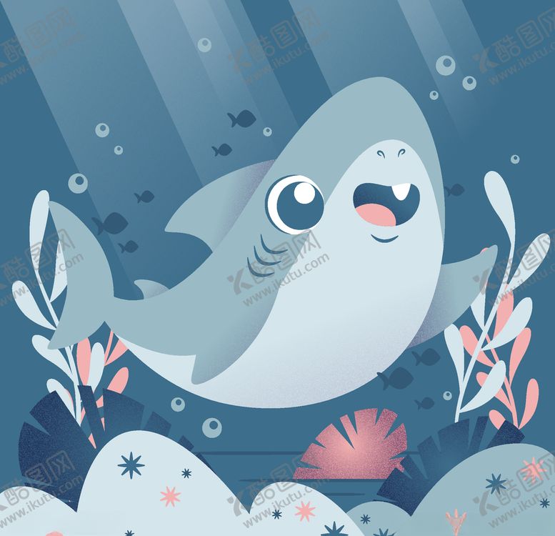 鲨鱼Ai矢量海底世界海洋生物