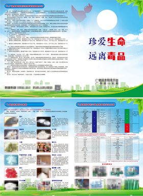 禁毒三折页红色大气封面