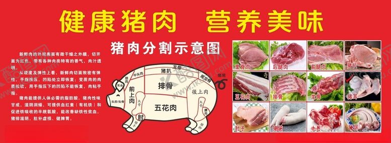 编号：66936305041854165841【酷图网】源文件下载-健康猪肉猪肉分割图