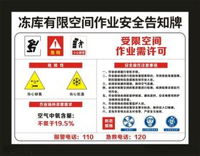 冻货有限空间安全告知牌