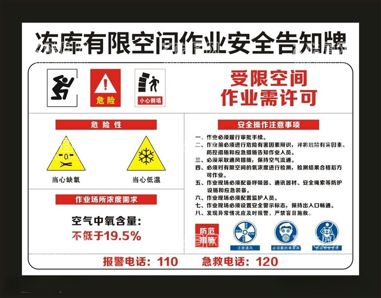 编号：12843512021127077612【酷图网】源文件下载-冻货有限空间安全告知牌