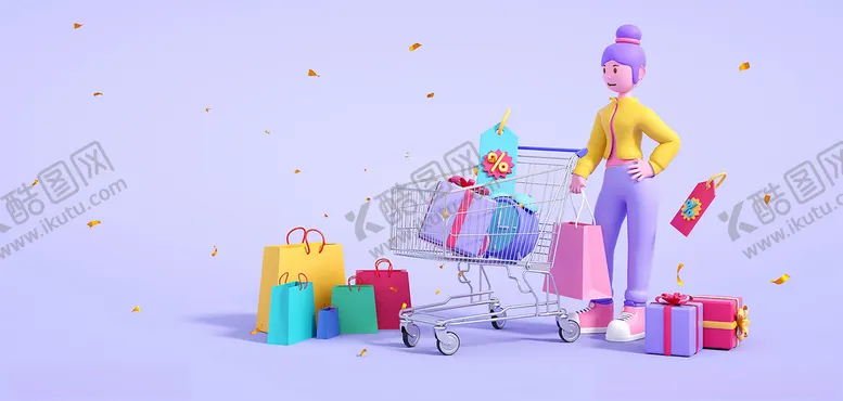 编号：85114312161418055901【酷图网】源文件下载-购物车礼盒c4d商务模型