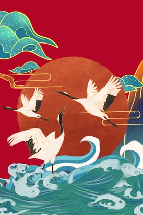 中国风国潮背景插画图片