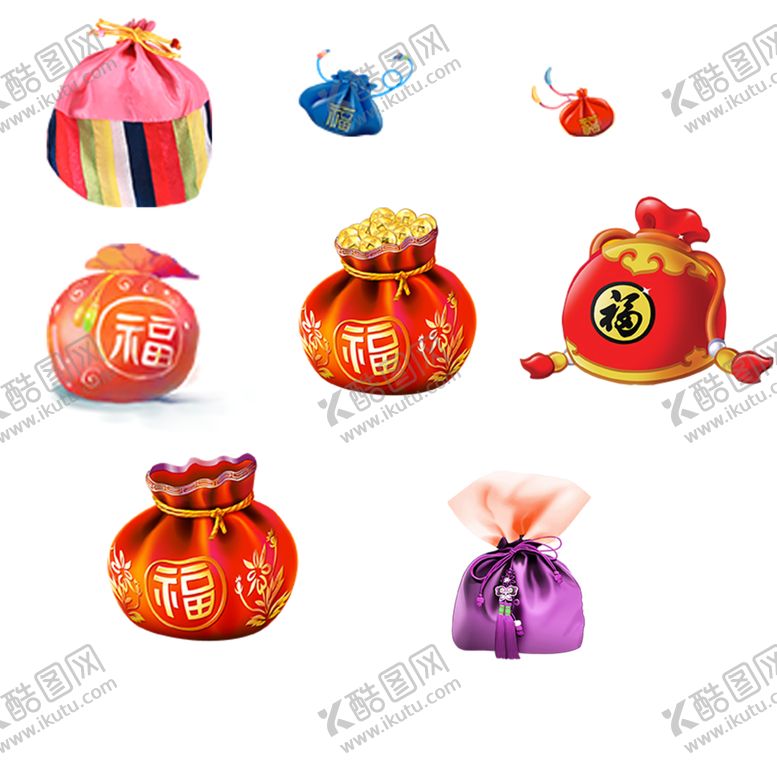 编号：20063110191703527845【酷图网】源文件下载-红色福袋钱袋PNG