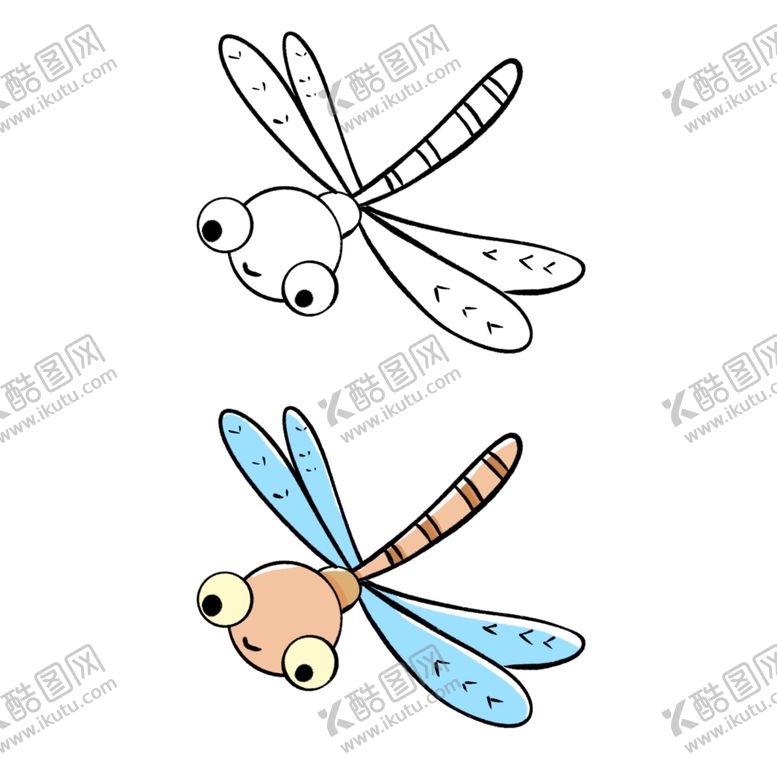 编号：31990305061453483774【酷图网】源文件下载-手绘儿童简笔画蜻蜓
