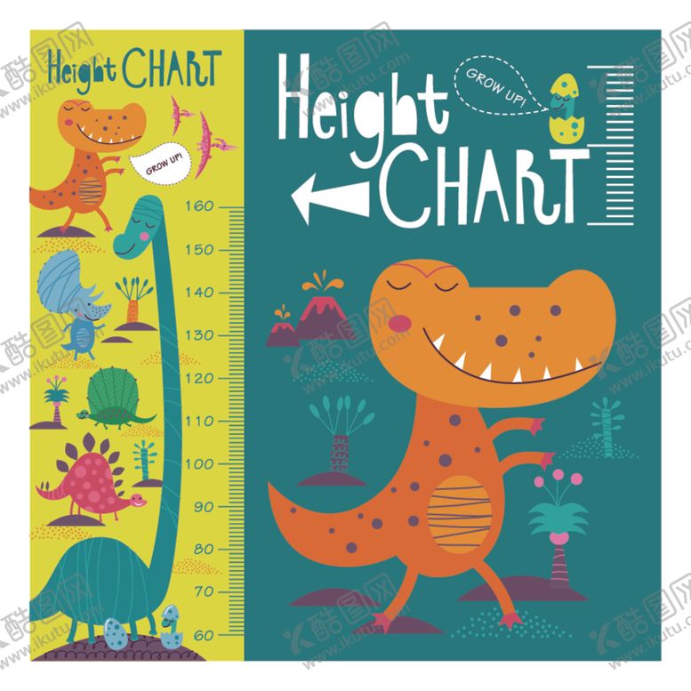 编号：79883211010529015010【酷图网】源文件下载-儿童恐龙身高对比图表