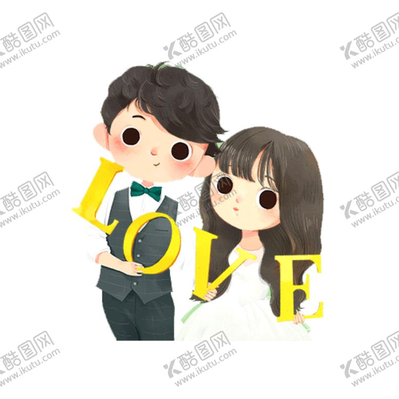编号：79289110190219407248【酷图网】源文件下载-卡通新郎新娘