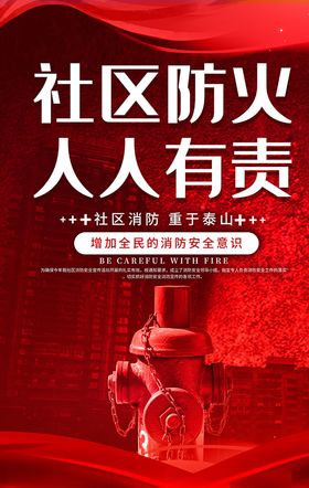 社区消防消防栓红色创意海报