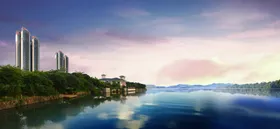 地产湖景生态高端豪宅洋房海报